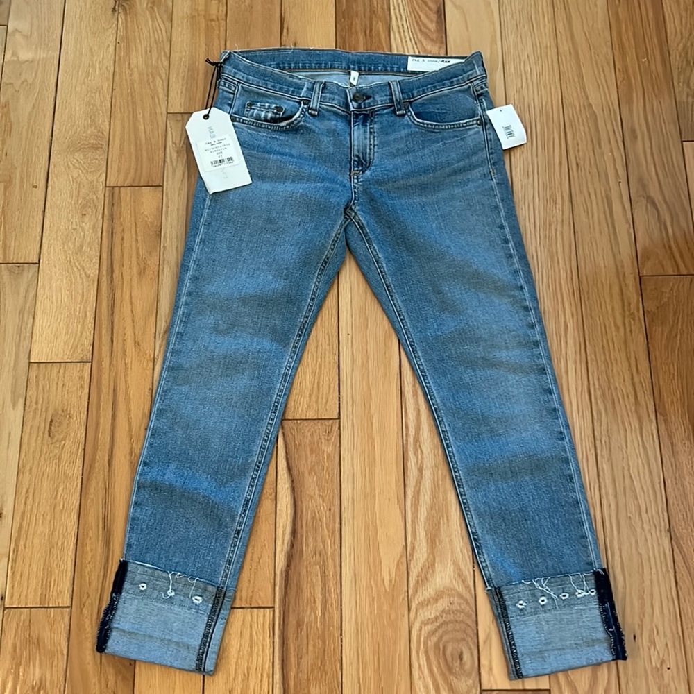 Rag & Bone NWT Dre Boyfriend Jean with raw hem; color Kingston; size 27.